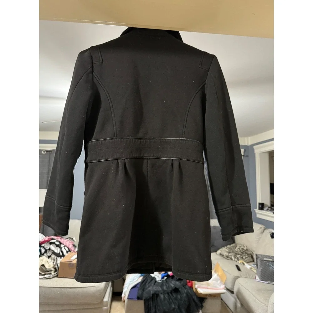 Apt 9 Womens Black Wool‎ Blend Pea Coat Mid Length Button Front Jacket Size L